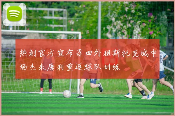 热刺官方宣布召回外租斯托克城中场杰米唐利重返球队训练